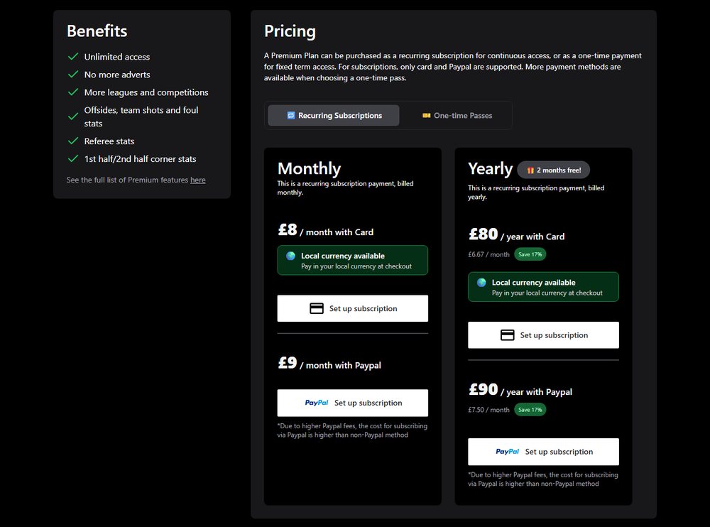 Tabla de precios de Adam Choi Premium: mensual y anual, tarjeta y PayPal