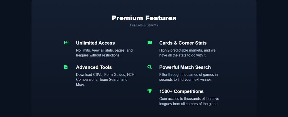 Las funciones que desbloquea FootyStats Premium