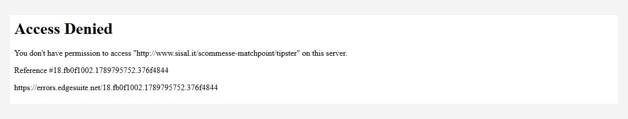 Mensaje Access Denied al intentar abrir la página de Sisal Tipster desde Argentina