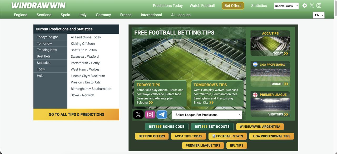 Page de statistiques de WinDrawWin